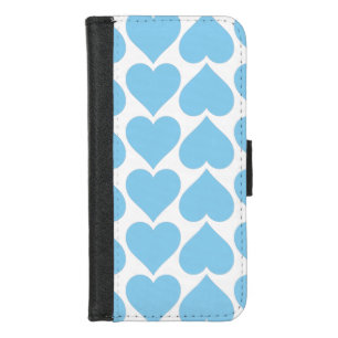 Blue Hearts Pattern, Romantic, Love iPhone 8/7 Wallet Case