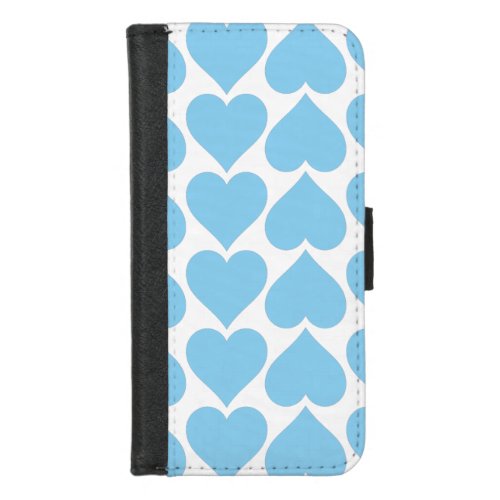 Blue Hearts Pattern Romantic Love iPhone 87 Wallet Case