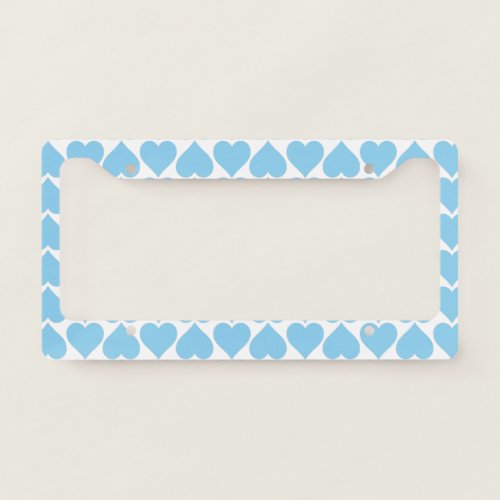 Blue Hearts Pattern Romantic Love License Plate Frame