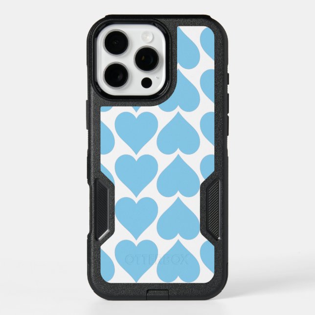 Blue Hearts Pattern, Romantic, Love Otterbox iPhone Case (Back)