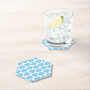 Blue Hearts Pattern, Romantic, Love Paper Coaster