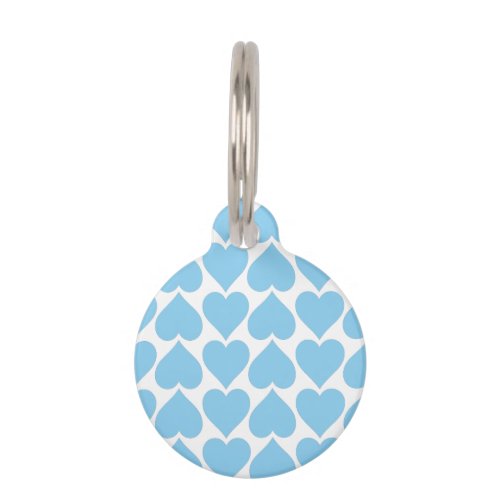 Blue Hearts Pattern Romantic Love Pet ID Tag