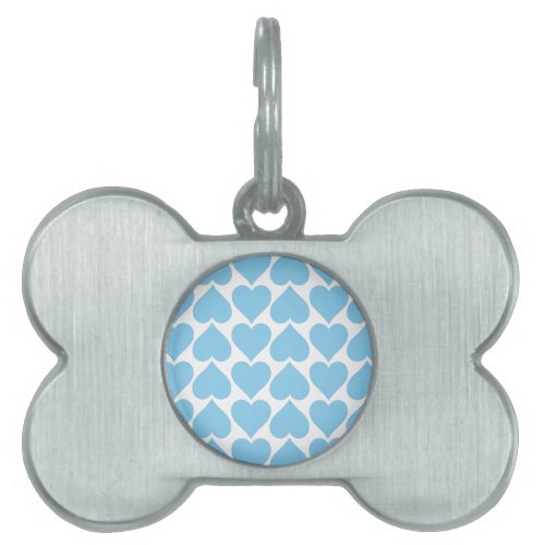 Blue Hearts Pattern Romantic Love Pet ID Tag