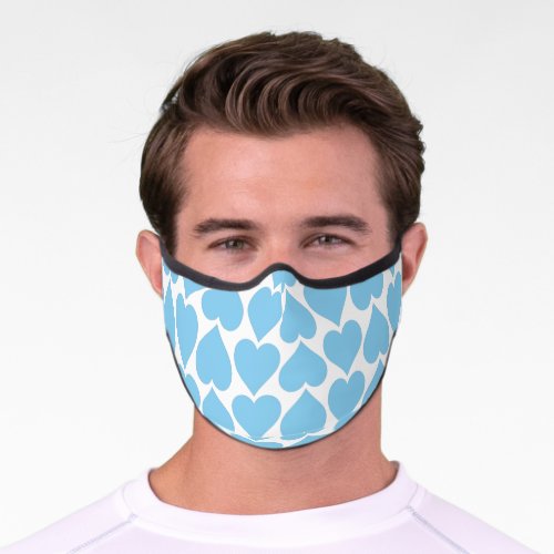 Blue Hearts Pattern Romantic Love Premium Face Mask