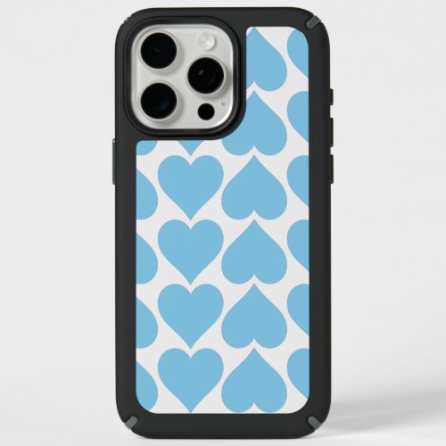 Blue Hearts Pattern Romantic Love iPhone 15 Pro Max Case