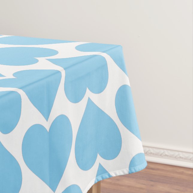 Blue Hearts Pattern, Romantic, Love Tablecloth (In Situ)