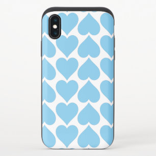 Blue Hearts Pattern, Romantic, Love iPhone XS Slider Case