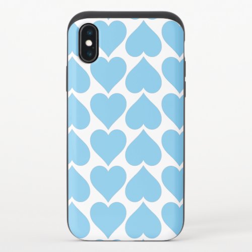 Blue Hearts Pattern Romantic Love iPhone XS Slider Case