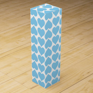 Blue Hearts Pattern, Romantic, Love Wine Box