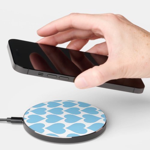 Blue Hearts Pattern Romantic Love Wireless Charger