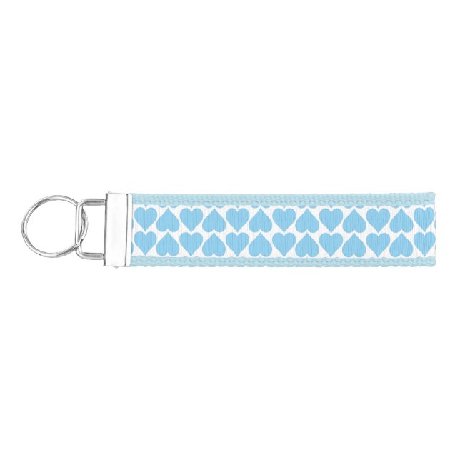 Blue Hearts Pattern, Romantic, Love Wrist Keychain (Keys on Left)