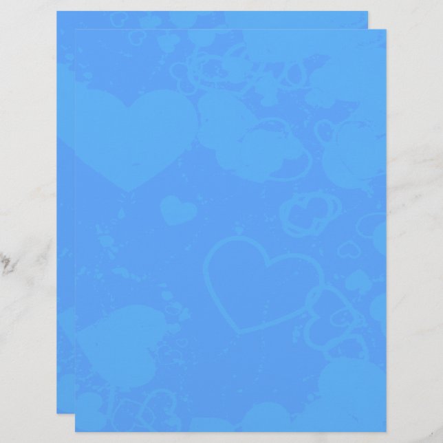 Blue Hearts Pattern Scrapbook Paper (Front/Back)