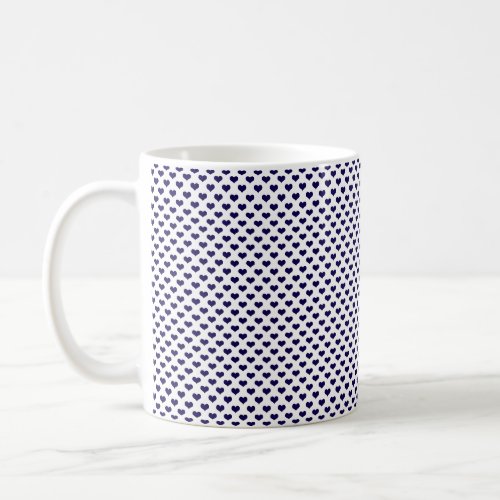 Blue Hearts Pattern White Background Coffee Mug