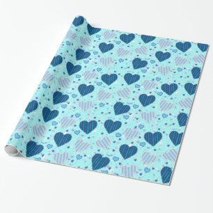 Blue Hearts Pattern Wrapping Paper