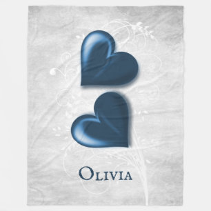 Blue Hearts Personalized Fleece Blanket