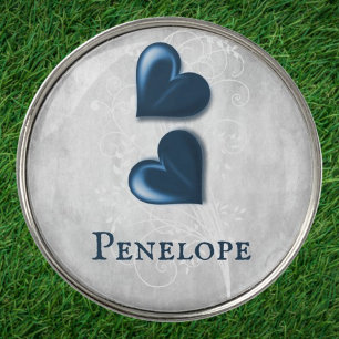 Blue Hearts Personalized Golf Ball Marker