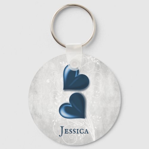 Blue Hearts Personalized Keychain