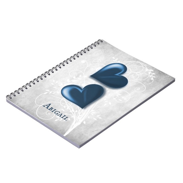 Blue Hearts Personalized Notebook (Left Side)