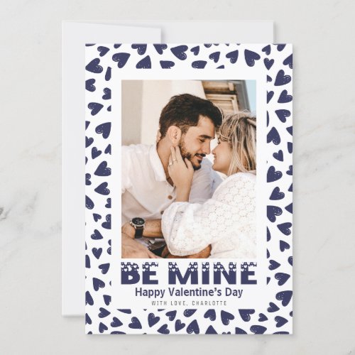 Blue Hearts Photo Valentines Day Card