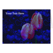 Blue Hearts Pink Tulips Floral Photo Card (Front Horizontal)