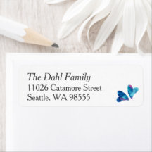 Blue Hearts Return Address Label Sheet