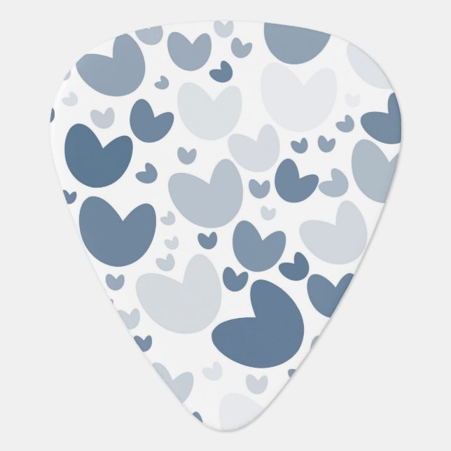 Blue Hearts Romantic Music Gift Dusty Blue Pattern Guitar Pick (Front)