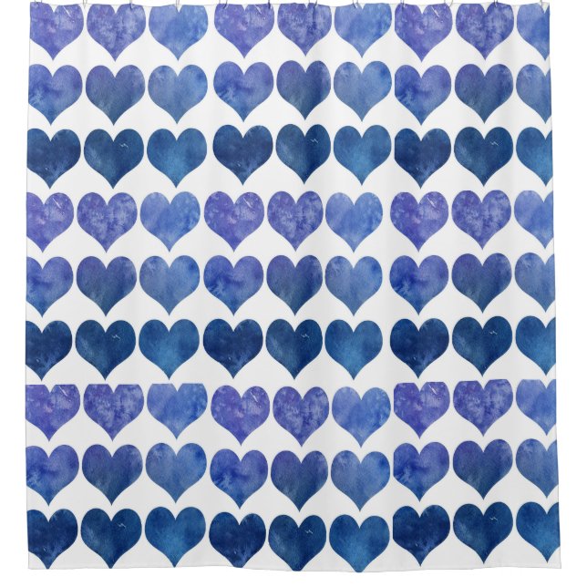 Blue Hearts Shower Curtain (Front)