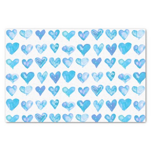 Blue Hearts Tissue Paper