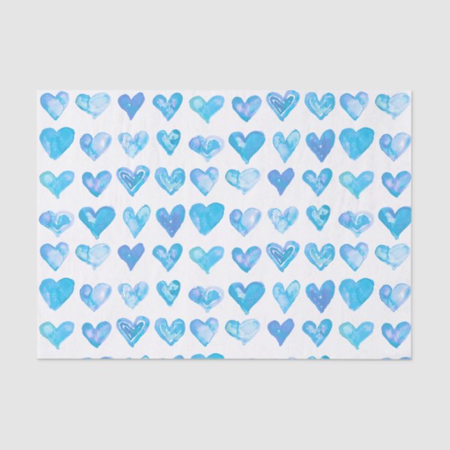 Blue Hearts Tissue Paper (Front)