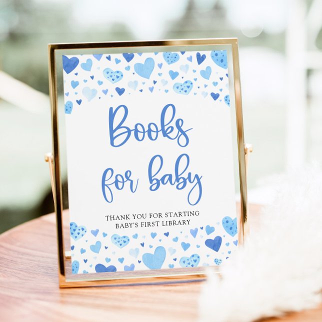 Blue Hearts Valentine Books for Baby Shower Sign (Creator Uploaded)