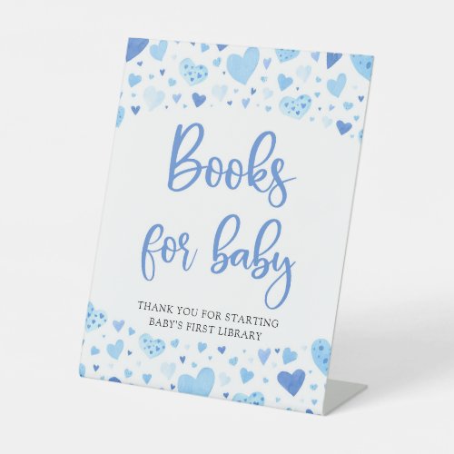 Blue Hearts Valentine Books for Baby Shower Sign