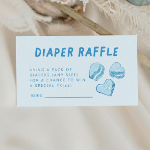 Blue Hearts Valentine Diaper Raffle Ticket Enclosure Card