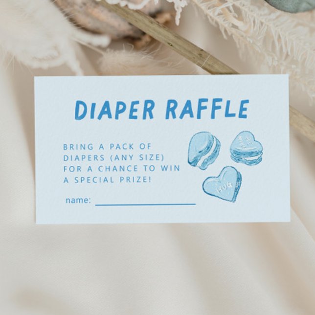Blue Hearts Valentine Diaper Raffle Ticket  Enclosure Card (Creator Uploaded)