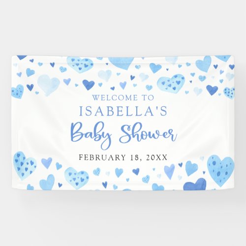 Blue Hearts Valentine Sweetheart Baby Shower Banner