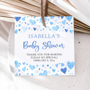 Blue Hearts Valentine Sweetheart Baby Shower Favor Tags