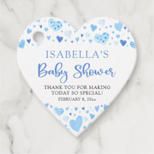 Blue Hearts Valentine Sweetheart Baby Shower Favor Tags