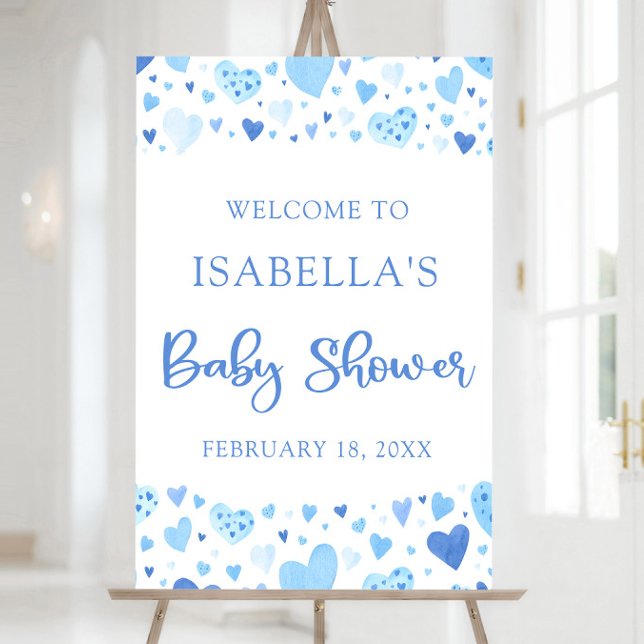 Blue Hearts Valentine Sweetheart Baby Shower Foam Board (Creator Uploaded)