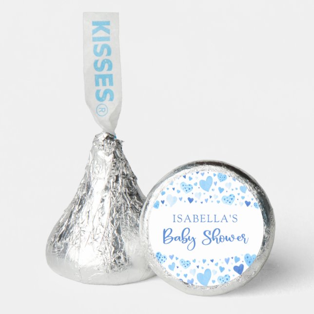 Blue Hearts Valentine Sweetheart Baby Shower Hershey®'s Kisses® (Front)