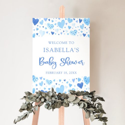 Blue Hearts Valentine Sweetheart Baby Shower Poster