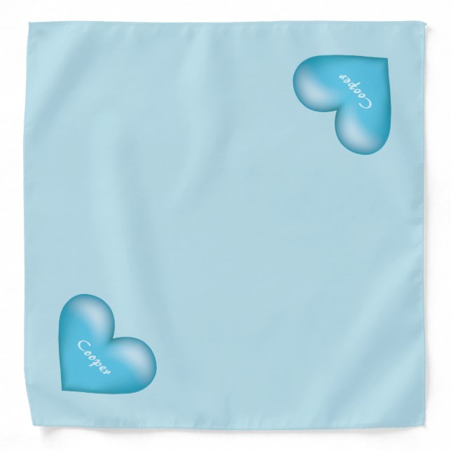 Blue Hearts With Custom Name Bandana (Front)