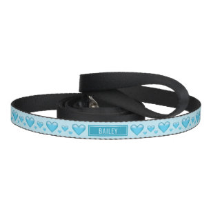 Blue Hearts With Custom Pet Name Leash