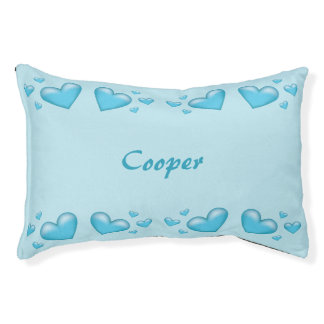 Blue Hearts With Custom Pet Name Pet Bed