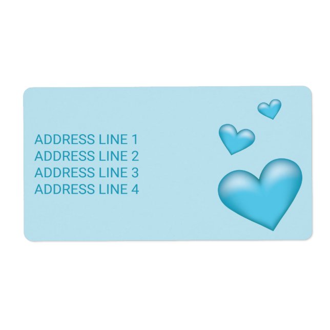 Blue Hearts With Custom Text Label (Front)