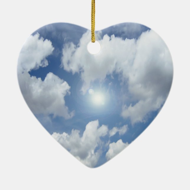 Blue Heaven Clouds + your ideas Ceramic Ornament (Back)