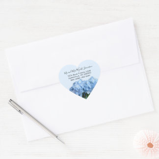 Blue Heaven Floral Heart Shaped Address Seals