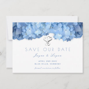 Blue Heaven Floral Save Our Date Hearts Card