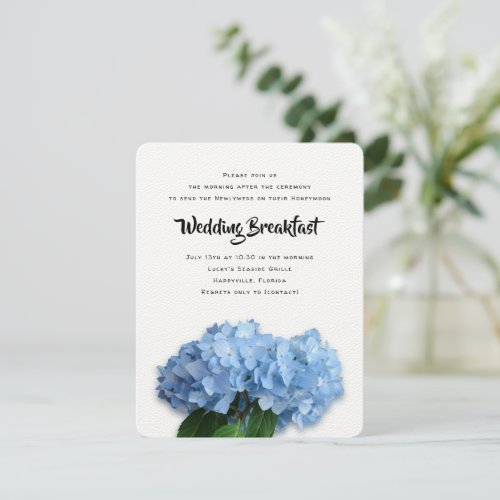 Blue Heaven Hydrangea Wedding Breakfast Invitation