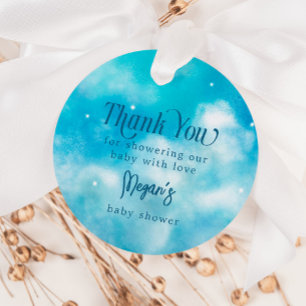 Blue Heaven Sent Baby Shower Favor Tags