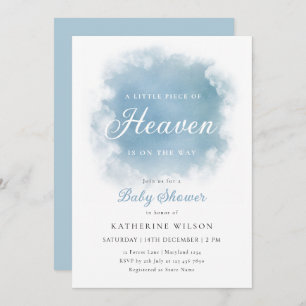 Blue Heaven Sent Cloud Baby Shower Invitation