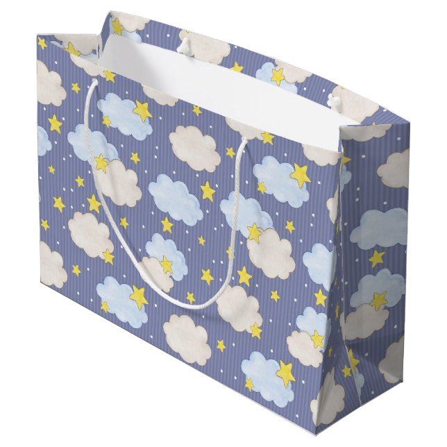  Blue Heavenly Stars And Clouds  Large Gift Bag (Back Angled)
